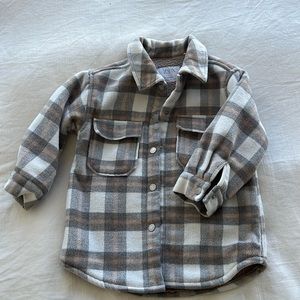 Zara Kids Shacket, 4-5y (cream, camel and grey)